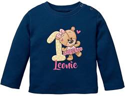 SpecialMe® personalisiertes Baby Langarmshirt mit Namen Geburtstagsshirt Bär Ballerina Zahl 1 Mädchen blau 68/74 (4-9 Monate) von SpecialMe