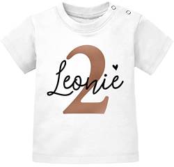 SpecialMe® personalisiertes Baby T-Shirt Geburtstag Monogramm Geburtstags-Shirt personalisierbar mit Name Alter 1-3 2 Jahre weiß 80/86 (10-15 Monate) von SpecialMe