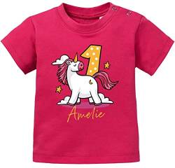 SpecialMe® personalisiertes Baby T-Shirt mit Namen Zahl Geburtstagsshirt Geschenk 1. (2.) Gerburtstag Einhorn Mädchen 1 Jahr Sorbet 68/74 (4-9 Monate) von SpecialMe
