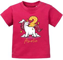 SpecialMe® personalisiertes Baby T-Shirt mit Namen Zahl Geburtstagsshirt Geschenk 1. (2.) Gerburtstag Einhorn Mädchen 2 Jahre Sorbet 80/86 (10-15 Monate) von SpecialMe