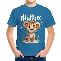 SpecialMe Kinder T-Shirt Jungen Name Kleiner Löwe Tiermotiv personalisiert Namensgeschenke Ozean-blau 86-92 (1-2 Jahre) von SpecialMe