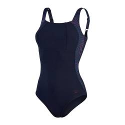 Speedo Damen-Badeanzug, figurformend, LunaLustre, bedruckt, 1 Stück, Navy/Violett, 60 von Speedo