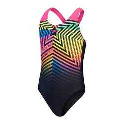 Speedo Digital Placement Splashback Badeanzug für Mädchen, Schwarz/Pink, 5-6 Jahre von Speedo