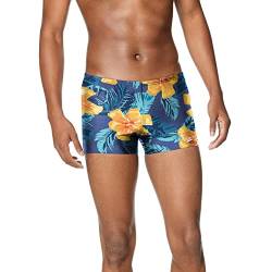 Speedo Herren Bedruckter Badeanzug mit quadratischem Bein Badehose, Vibe Delphinium Blue, Large von Speedo