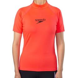 Speedo Kurzarm Rashguard für Damen UV Shirt UPF50+ Top T-Shirts schnelltrocknende Schwimmshirts (DE/NL/SE/PL, Alphanumerisch, L, Regular, Regular, Phoenix Rot/Schwarz) von Speedo