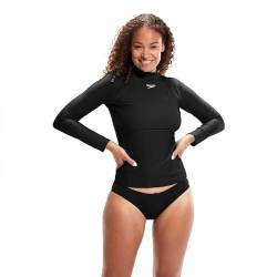 Speedo Women's Long Sleeve Rash Top, Schwarz, S von Speedo