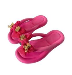 Frauen Outwear Bowknot Strand Weiche Sohle Hausschuhe Indoor Dicke Hause Frauen Schuhe (Color : A-rose red, Size : 38-39) von SpeesY