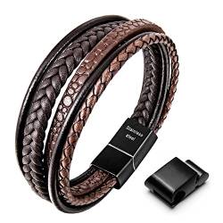 Speroto armband herren lederarmband herren leder armband für männer herren armband(braun style A,23cm) von Speroto