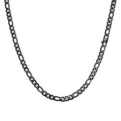 Speroto kette herren, halskette herren, figaro chain,hip-hop kette, silberkette, edelstahl kette(schwarz,6mm,50cm) von Speroto