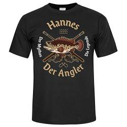 Angler Geschenke, Angeln Geschenk, Angel Tshirt personalisiert, Angel Zubehör, Angel Geschenke für Männer, Herren Angel Geschenk Shirt mit Fisch Motiv, schwarz, Größe 3XL von Spicyshirts