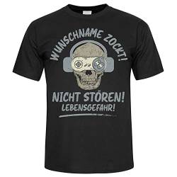 Gamer Geschenk, Gamer Tshirt, Ich höre Dich Nicht ich zocke personalisiert, Gaming Tshirt als Idee für Gaming Sachen oder Gaming Accessoires, Gamer Shirt Herren, schwarz, Größe M von Spicyshirts