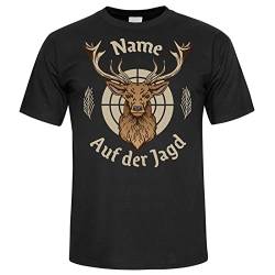 Jagd Geschenke, Jäger Geschenke, lustiges Jäger T-Shirt personalisiert, Auf der Jagd Geschenk Jäger, Jäger Geschenk, Geschenk für Jäger mit REH Motiv, Herren Shirt schwarz, Größe 3XL von Spicyshirts