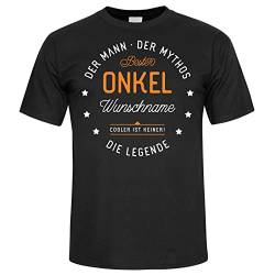 Onkel Geschenk, Bester Onkel Geschenke, Tshirt personalisiert für Patenonkel, zum Geburtstag, Onkel Tshirt, lustiger Spruch Onkel Geschenkideen, Herren Shirt, schwarz, M von Spicyshirts