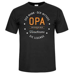 Opa Tshirt Spruch Geschenk personalisiert, Cooler Großvater Geschenkidee zum Geburtstag oder Weihnachten, Mann Mythos Legende Held Herren T-Shirt schwarz von Spicyshirts