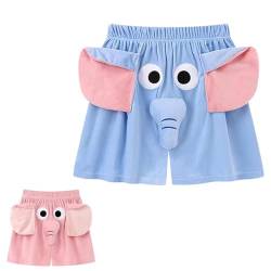 Elefantenrüssel Pyjamahose Herren, Elefanten Pyjamahose Herren Lustige Elefanten Pyjamahose für Herren, Cartoon Elefantenhose (Blaue kurze Hosen, XL) von Spida Mount