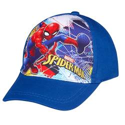 Spiderman Baseball Cap, Kappe Schirmmütze für Kinder Jungen Cappy mit Klettverschluss verstellbar (Blau 52) von Spiderman