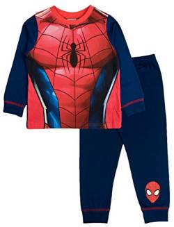 Spiderman Marvel Avengers Schlafanzug für Jungen, lang, Gr. Gr. 110, rot/blau 5-6 Jahre von Spiderman