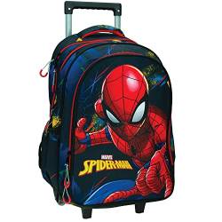 Spiderman Rucksack mit Rollen, Blau, 45 cm – hochwertiger Schulranzen, Schwarz von Spiderman