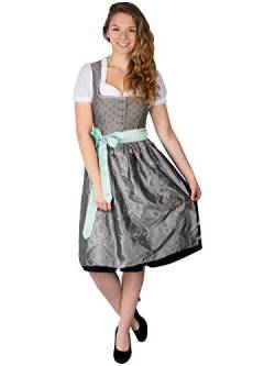 Spieth & Wensky Dirndl Ivana Miss Germany Tracht Midi 60er Länge Knielang (46, schwarz/grau/Mint) von Spieth & Wensky