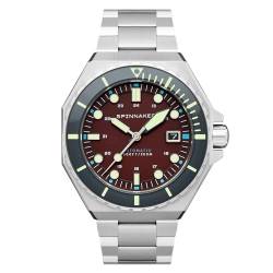 Spinnaker Herren 44mm Dumas Automatik Bordeaux 3-Zeiger-Uhr mit massivem Edelstahlarmband SP-5081-AA von Spinnaker