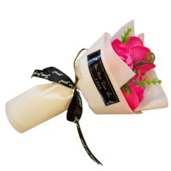 3 Köpfe Seifen Rose – Flora-Duftseife Rosenblüten Rosestrauß Rose Seife – pflanzliche ätherische Ölseife, Geschenk für Jahrestag/Geburtstag/Hochzeit/Valentinstag/Muttertag Dunkelrosa von SpirWoRchlan