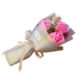 3 Köpfe Seifen Rose – Flora-Duftseife Rosenblüten Rosestrauß Rose Seife – pflanzliche ätherische Ölseife, Geschenk für Jahrestag/Geburtstag/Hochzeit/Valentinstag/Muttertag Rosa von SpirWoRchlan