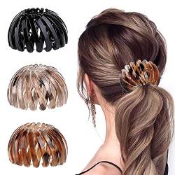 3 Stück Haarspangen für Damen, Vintage Vogelnest Haarklammern Große Haarclips Haargreifer Haar Accessoire Haarschmuck für Mädchen Damen, Einfarbig Schwarz/Hellbraun/Dunkelbraun von SpirWoRchlan