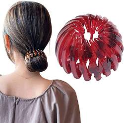 Haarspangen für Damen, Vintage Vogelnest Haarklammern Große Haarclips Haargreifer Haar Accessoire Haarschmuck für Mädchen Damen, Einfarbig Rot von SpirWoRchlan