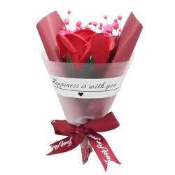Seifen Rose – Flora-Duftseife Rosenblüten Rosestrauß Rose Seife – pflanzliche ätherische Ölseife, Geschenk für Jahrestag/Geburtstag/Hochzeit/Valentinstag/Muttertag Rot von SpirWoRchlan