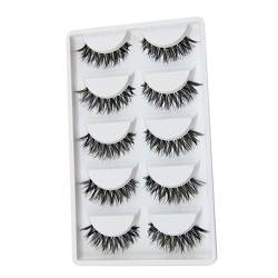 SpirWoRchlan 5 Paar Lang Kreuz Falsche künstliche Wimpern Schwarz Eyelasches Wimpernverlängerung Make-up von SpirWoRchlan