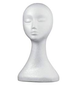 SpirWoRchlan Damen Styroporkopf Brillenständer Hutständer & Perückenkopf/Kopf Lady Modellkopf extra hoch Mannequin Head aus Schaumstoff (Weiss) von SpirWoRchlan