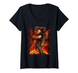 Damen Spiral Original - Draconis - Gothic Dragon T-Shirt mit V-Ausschnitt von Spiral