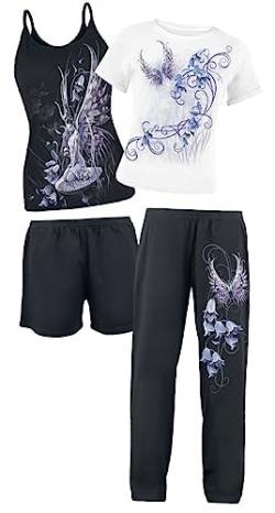 Spiral - Bluebell Fairy - Schlafanzug-Set im Gothic-Stil - 4-teiliges Set - Schwarz - XL von Spiral