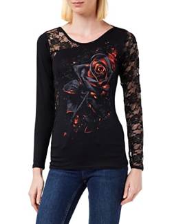 Spiral - Burnt Rose - One-Shoulder-Top mit Spitze - Schwarz - L von Spiral