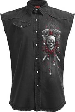 Spiral Direct Damen Steam Punk Ripped-Laceup Sleeve Top Black Langarmshirt, Schwarz, 42 (Herstellergröße:) von Spiral