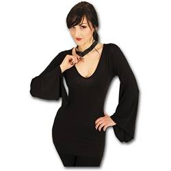 Spiral - Gothic Elegance - Oberteil mit V-Ausschnitt - Ärmel im Gothic-Stil - Schwarz - XXL von Spiral