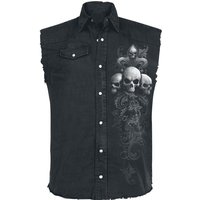 Spiral - Gothic Weste - Skull Scroll - L bis XXL - für Männer - Größe L - schwarz von Spiral