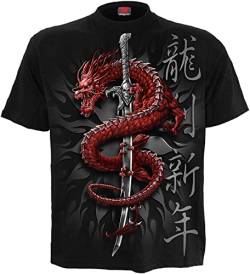 Spiral Oriental Dragon Männer T-Shirt schwarz L 100% Baumwolle Rockwear von Spiral