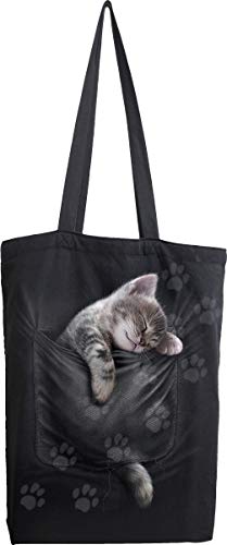 Spiral - Pocket Kitten - Unisex Stofftasche - Schwarz von Spiral