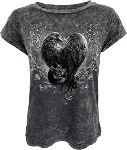 Spiral Raven Heart Frauen T-Shirt grau XL 100% Baumwolle Gothic, Rockwear von Spiral