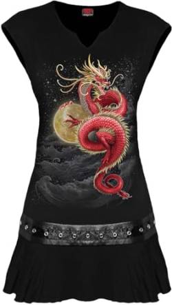 Spiral - Shenlong - Minikleid mit Nieten, Schwarz, Schwarz, Klein von Spiral