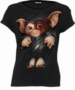 WB Studio - Gremlins - Gizmo - Oberteil mit U-Ausschnitt & kurzen Ärmeln - Schwarz - M von Spiral