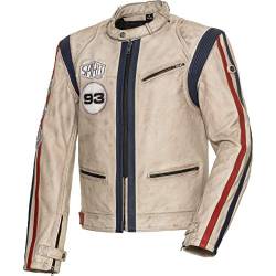 Spirit Motors Motorradjacke mit Protektoren Motorrad Jacke Klassik Lederjacke 4.0 weiß/rot/blau M, Herren, Chopper/Cruiser, Ganzjährig von Spirit Motors