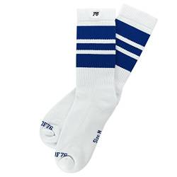 Spirit of 76 Herren & Damen Retro Skater Socken Sportsocken Streifen Tubesocks Halblang 35 36 37 38 Weiß - Blau Lo (S) von Spirit of 76