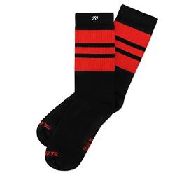 Spirit of 76 Herren & Damen Retro Skater Socken Sportsocken Tubesocks Halblang 35 36 37 38 Schwarz - Rot Lo (S) von Spirit of 76