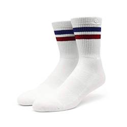 Spirit of 76 Herren & Damen Retro Socken Sportsocken Tennissocken Baumwolle 39 40 41 42 Weiß - Blau - Rot (M) von Spirit of 76