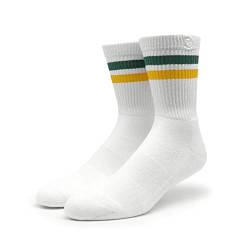 Spirit of 76 Herren & Damen Retro Socken Sportsocken Tennissocken Baumwolle 39 40 41 42 Weiß - Grün - Gelb (M) von Spirit of 76