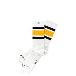 Spirit of 76 Herren & Damen Sport Retro Skater Crew Socken Baumwolle Halblang 39 40 41 42 Weiß - Schwarz - Gelb Lo (M) von Spirit of 76