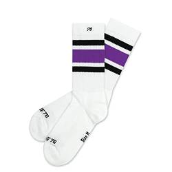 Spirit of 76 Herren & Damen Sport Retro Skater Socken Baumwolle 43 44 45 46 Weiß - Schwarz - Lila Deep Purple Lo (L) von Spirit of 76