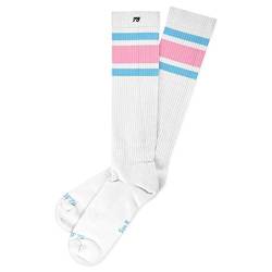 Spirit of 76 Herren & Damen Sport Retro Skater Socken Hoch Baumwolle 39 40 41 42 Weiß - Blau - Pink Candyland Hi (M) von Spirit of 76